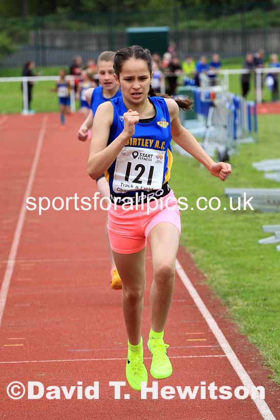 Girls Under-13s 800 metres, 2023 North Eastern Track and Field Champs., Middlesbrough Sports Village, Middlesbrough. Photo: David T. Hewitson/Sports for All Pics